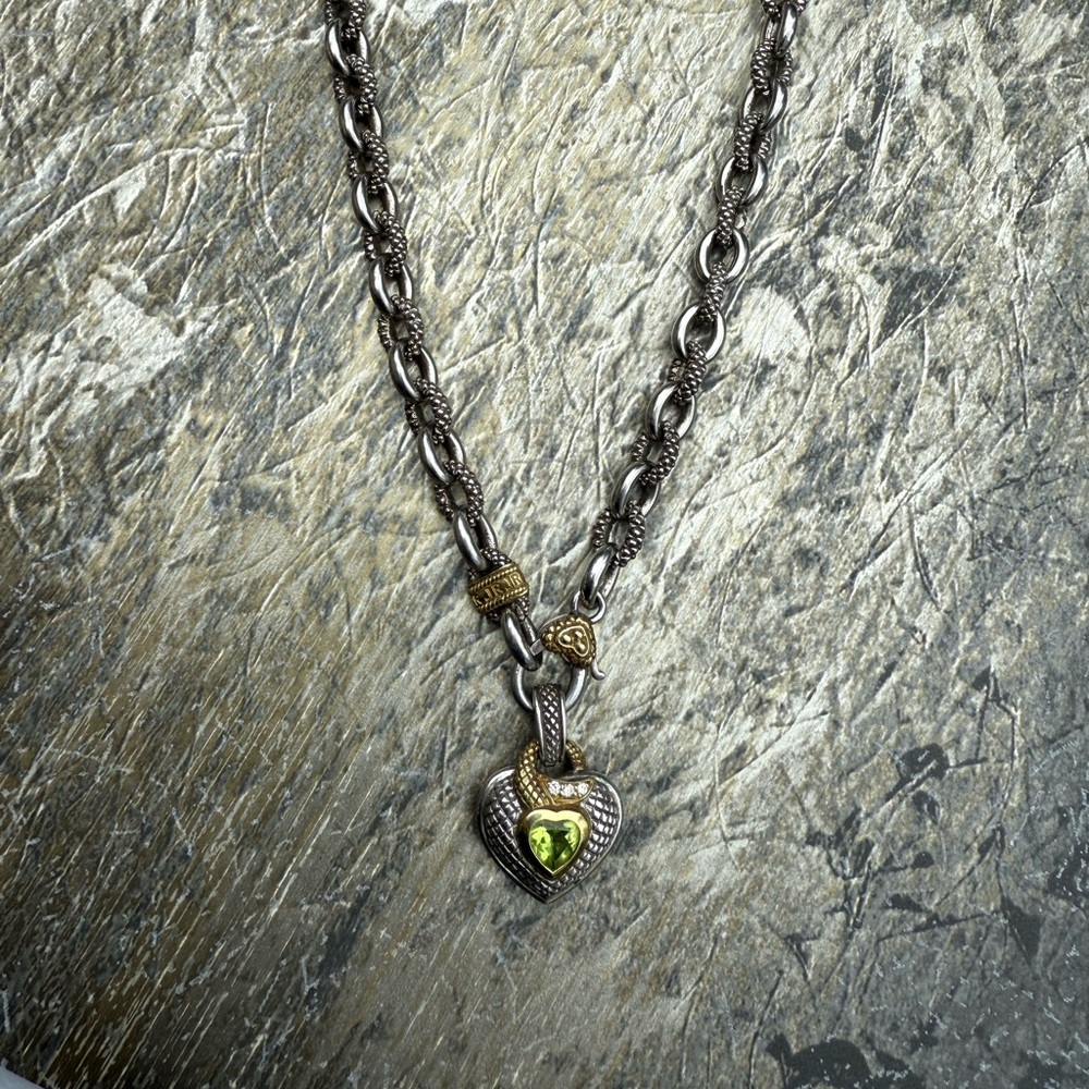 Judith Ripka 2 Sterling Silver 18k  Heart Pendant Necklace